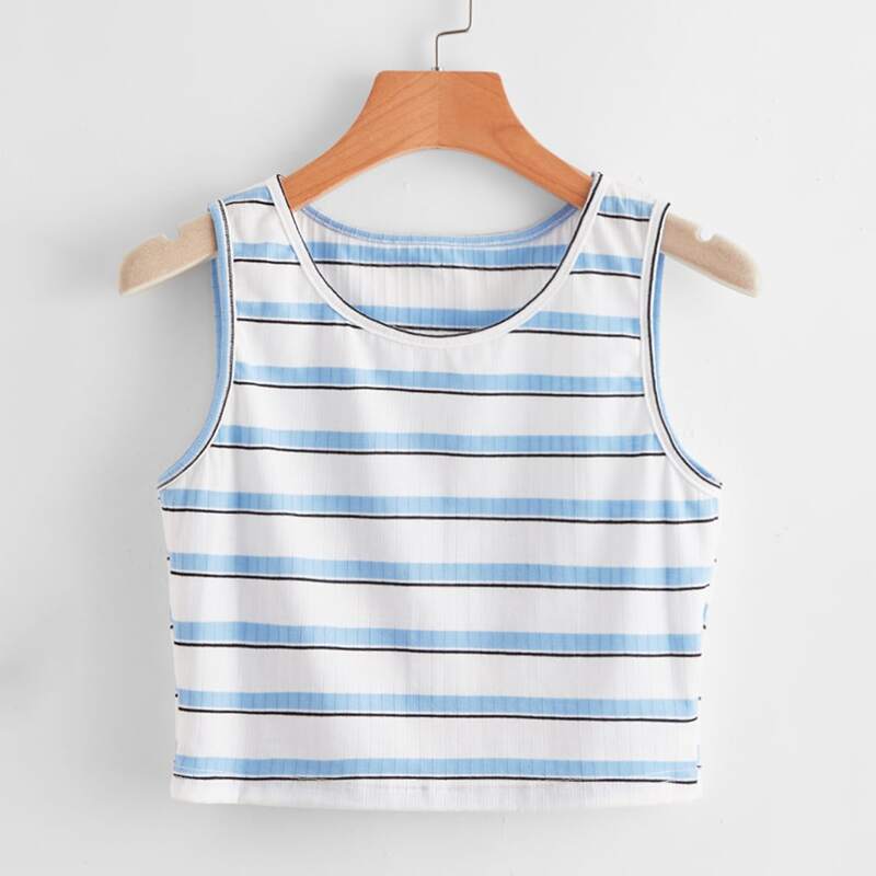 

Striped Ribbed Tank Top, Multicolor