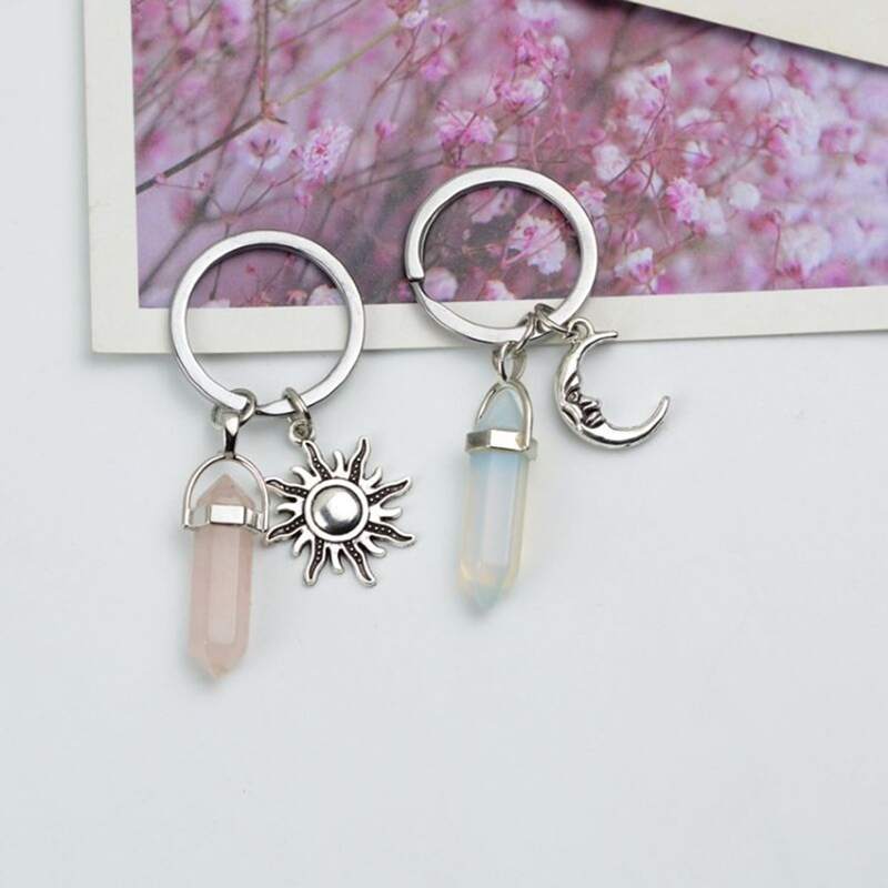 

2pcs Star & Moon Keychain, Multicolor