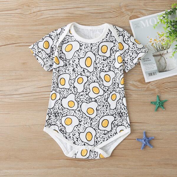 

Baby Unisex Cartoon Graphic Bodysuit, Black and white