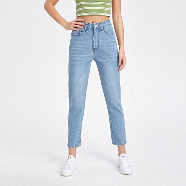 

Slant Pocket Straight Leg Jeans, Light wash