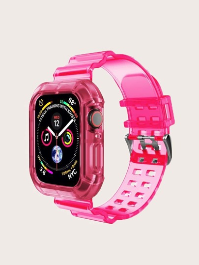 2 In 1 Silicone Clear Watchband Compatible With Apple Watch & Watch Case