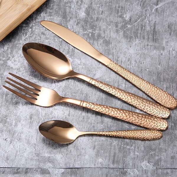 

4pcs Stainless Steel Cutlery Set, Rose gold