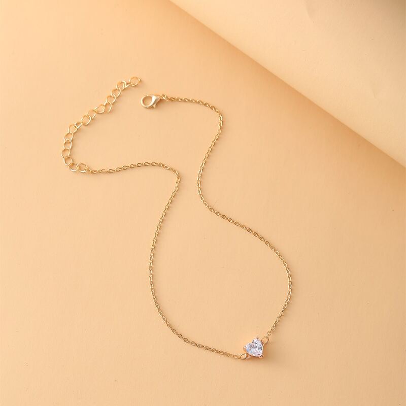 

Rhinestone Heart Chain Necklace, Gold