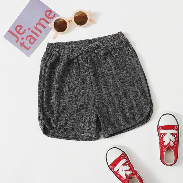 

Toddler Girls Space Dye Tie Front Shorts, Dark grey