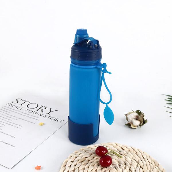 

1pc Portable Silicone Water Bottle, Blue