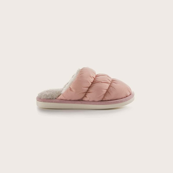 

Stitch Detail Faux Fur Lined Slippers, Pink