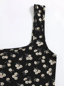 SHEIN EZwear Cottagecore Crop Tank Top Hoa Lộn xộn - Nhiều màu - Xem 4