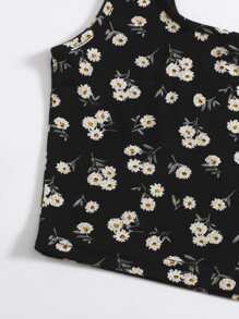 SHEIN EZwear Cottagecore Crop Tank Top Hoa Lộn xộn - Nhiều màu - Xem 5