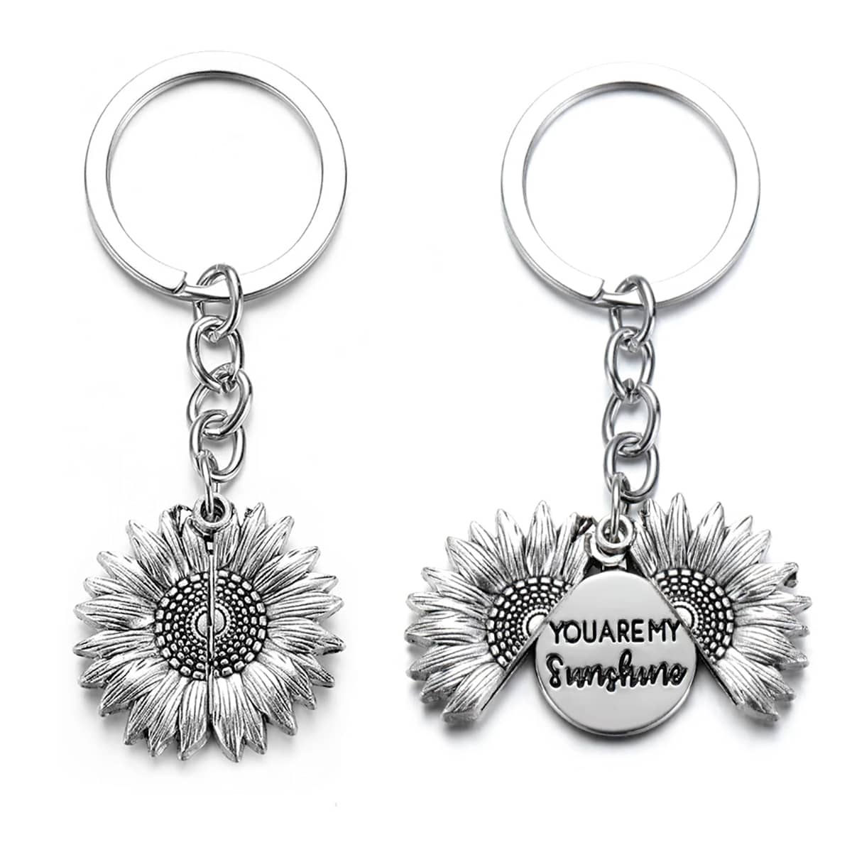 

1pc Sunflower Keychain, Silver