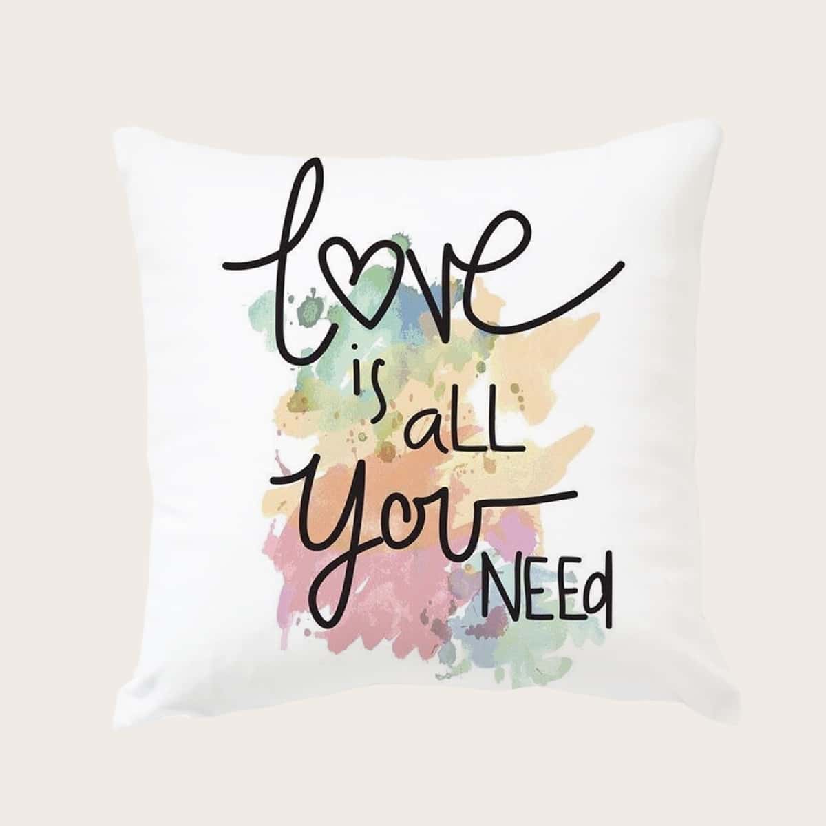 

Slogan Graphic Cushion Cover Without Filler, Multicolor