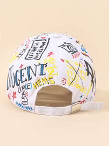 Gorra de béisbol con diseño de grafiti para hombre para bloquear el sol a la moda - Blanco - Ver 3