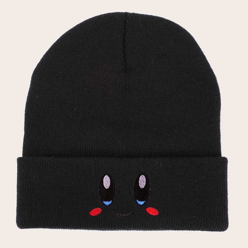 

Cartoon Embroidery Beanie, Black