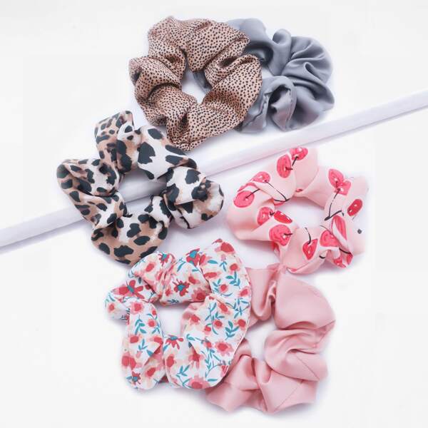 

6pcs Leopard Pattern Scrunchie, Multicolor