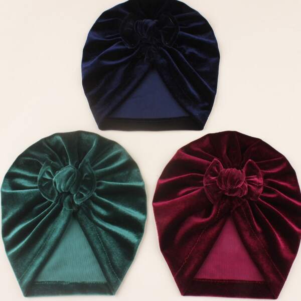 

3pcs Baby Velvet Turban Hat, Multicolor