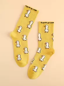 1 双女式可爱卡通动物图案中筒袜，透气耐穿的运动袜，适合所有季节，欧美尺码，舒适且色彩丰富，适合日常穿着，优质面料，不闷热