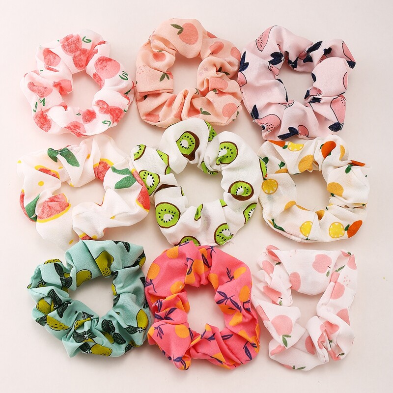 

9pcs Fruit Pattern Scrunchie, Multicolor