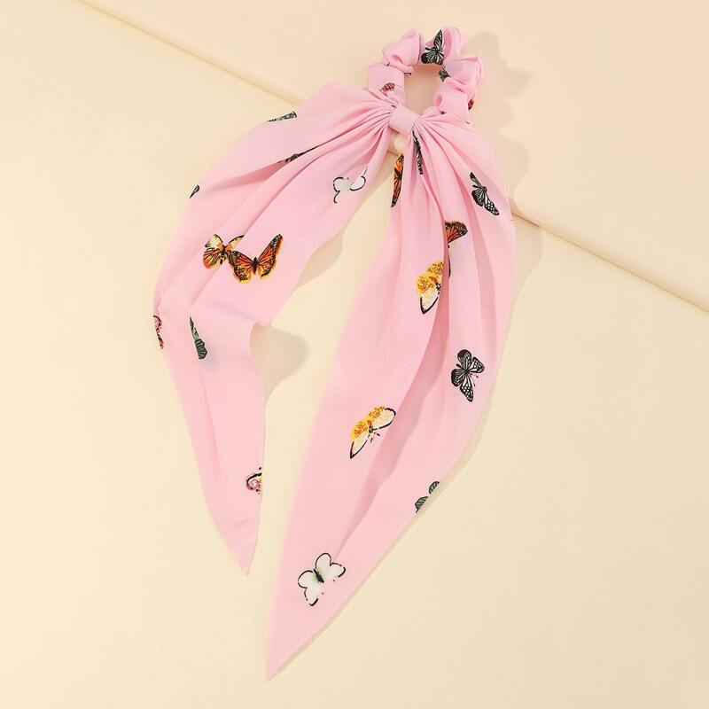 

Butterfly Pattern Scrunchie Scarf, Pink
