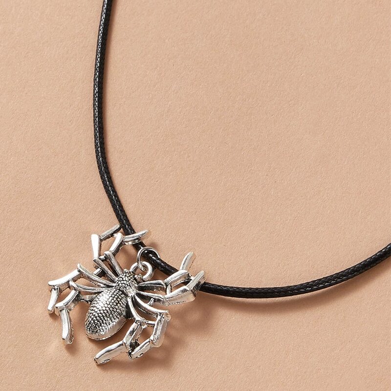 

1pc Spider Charm Choker, Silver