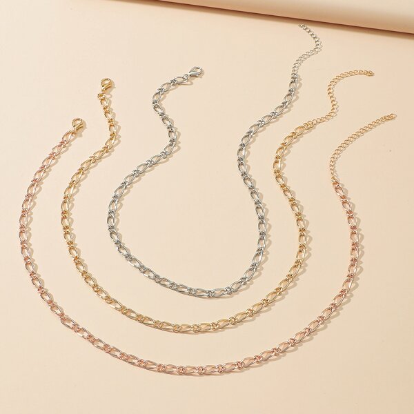 

3pcs Minimalist Chain Necklace, Multicolor