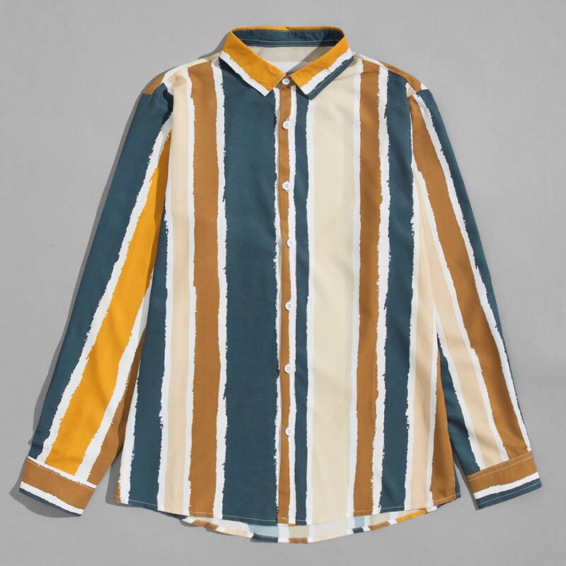 

Guys Button Front Striped Shirt, Multicolor