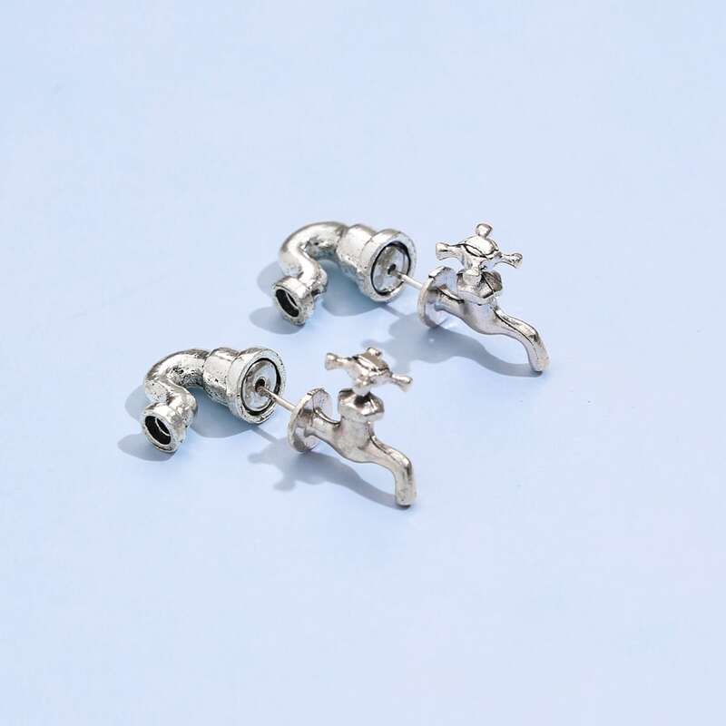 

Faucet Tap Design Ear Jacket, Antique silver