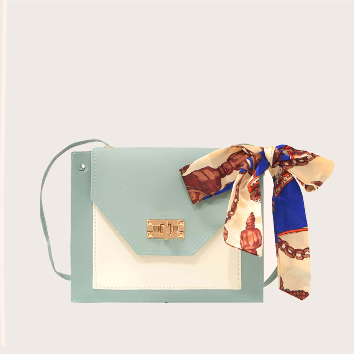 

Twilly Scarf Colorblock Envelope Bag, Green