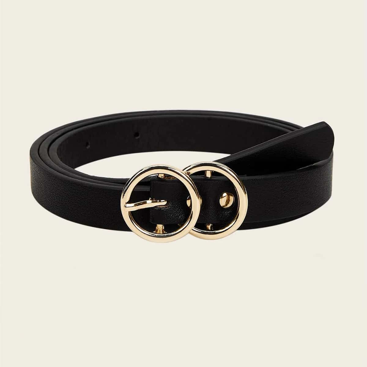 

Double Ring Buckle Belt, Black