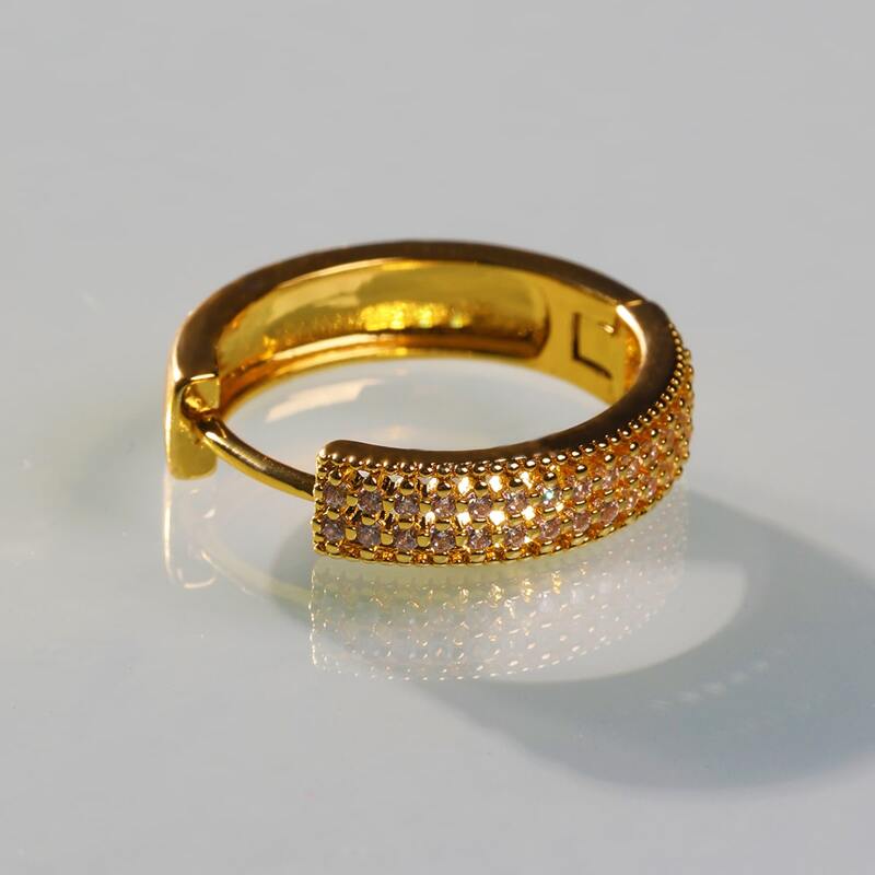 

1pc Rhinestone Hoop Earrings, Gold
