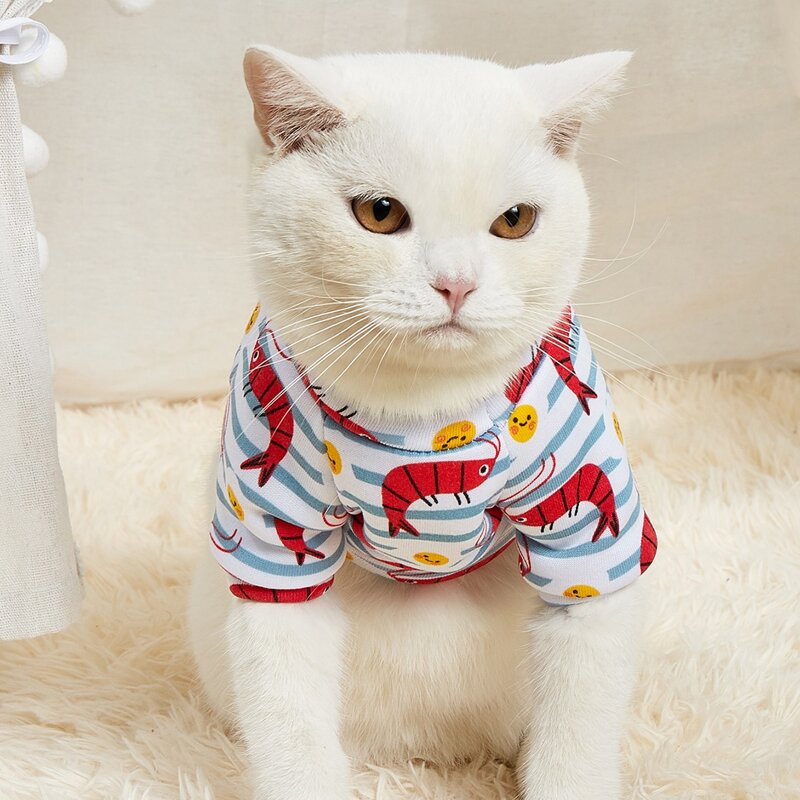 

Cartoon Shrimp Print Pet Sweatshirt, Multicolor