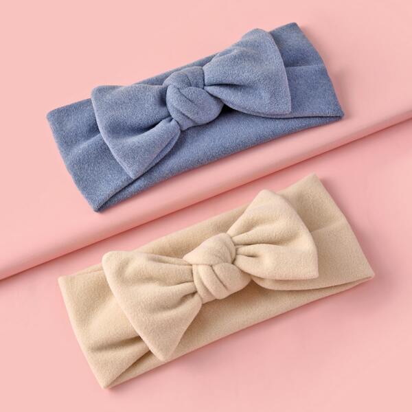 

2pcs Baby Bow Knot Decor Headband, Multicolor