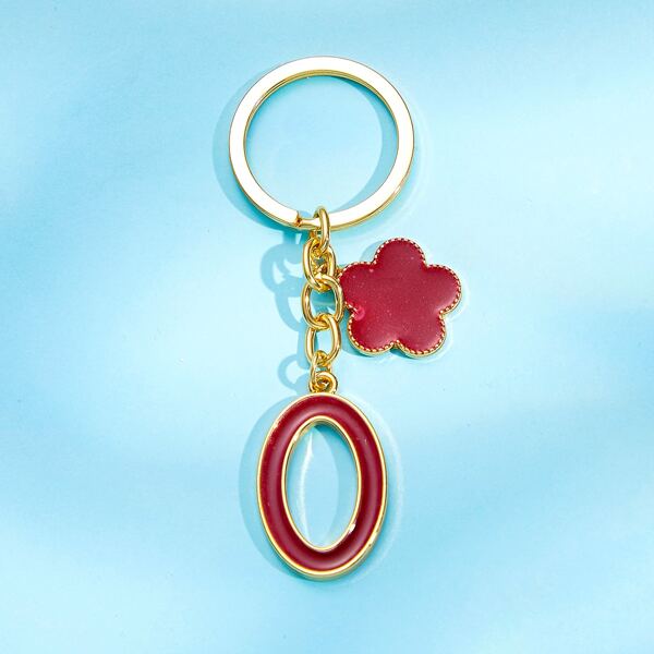 

Letter Charm Keychain, Red