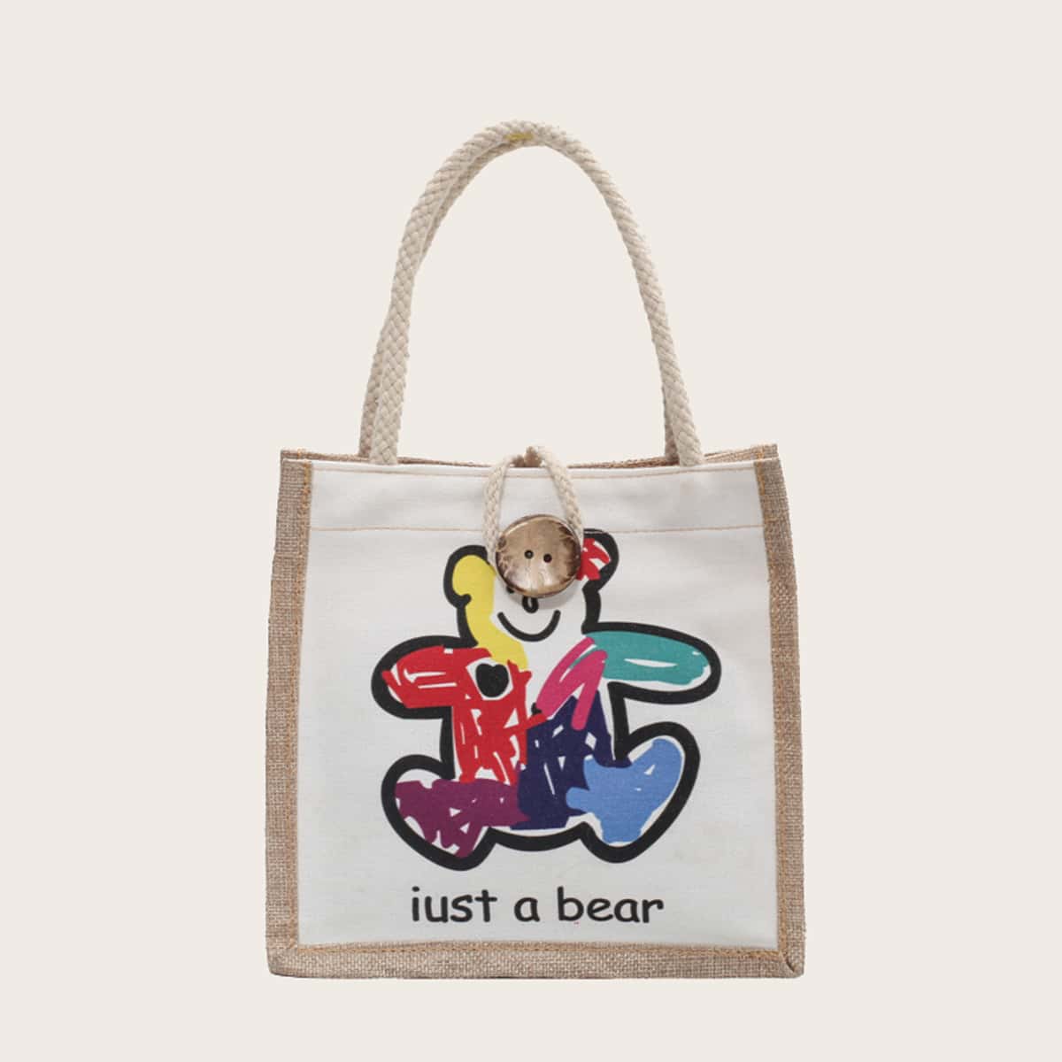 

Cartoon Bear Satchel Bag, White