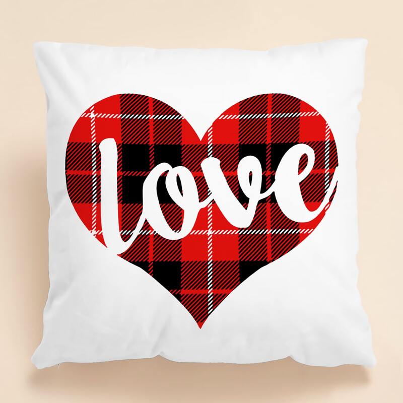 

Heart Print Cushion Cover Without Filler, Multicolor