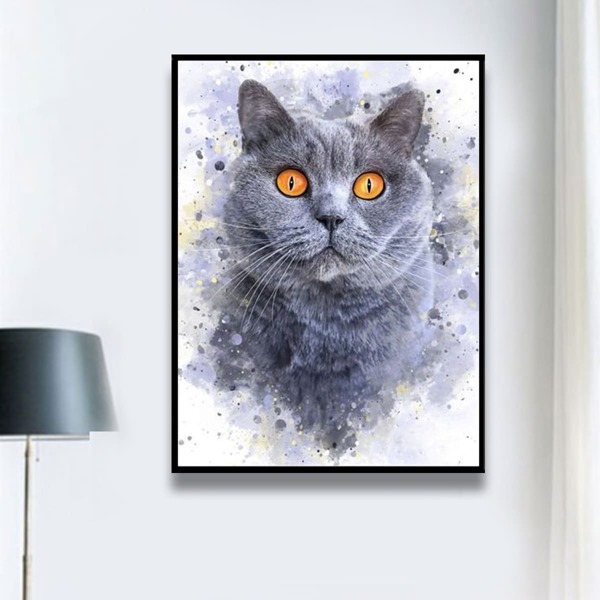 

Cat Print DIY Diamond Painting Without Frame, Multicolor