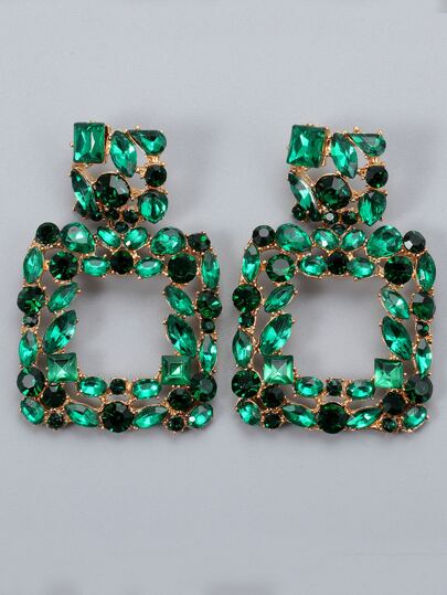 juran حجر الراين ديكور إسقاط أقراط هندسية