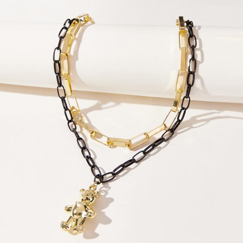 

Bear Layered Chain Necklace, Gold