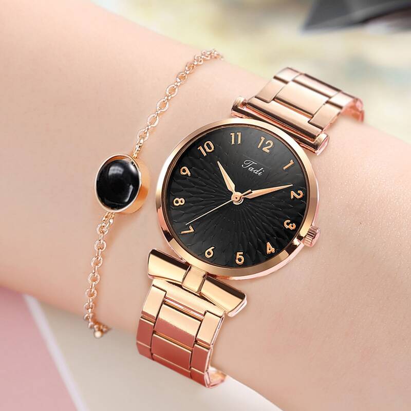 

1pc Round Pointer Quartz Watch & 1pc Bracelet