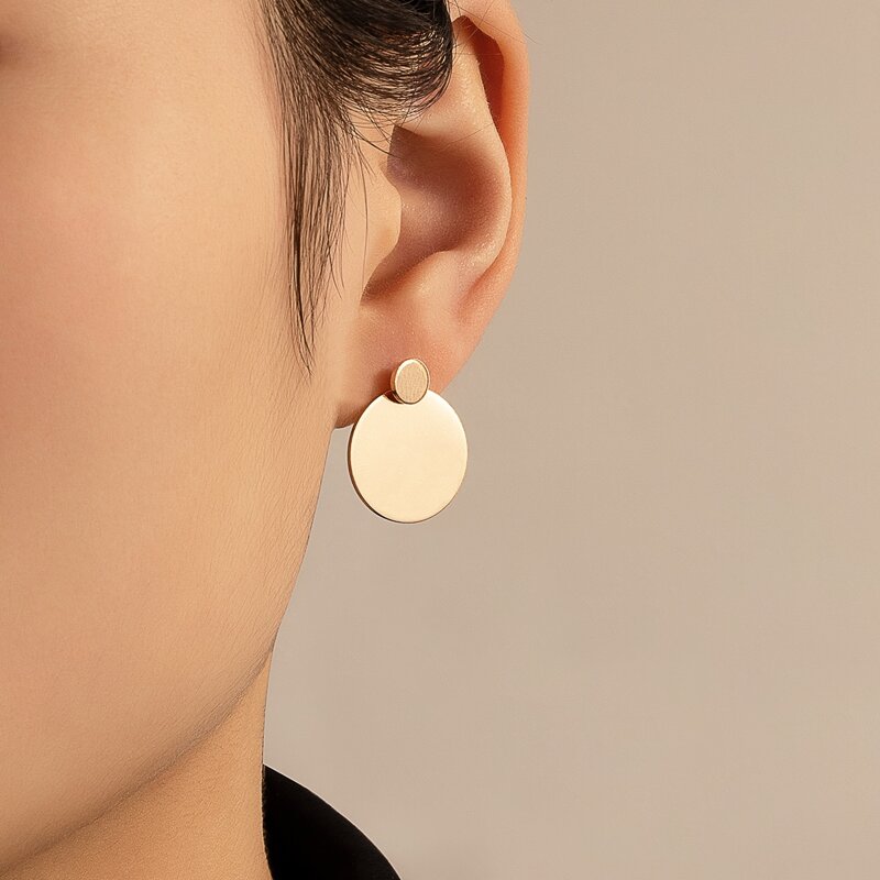 

Disc Stud Earrings, Gold