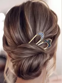 2pcs Geo Decor Hairpin Street Gold Head Piece Hair Bun Hair Bun Maker Bun Hair Piece Hair Styling Pins, School Stuff, Hair Accessories, Hair Accessories For Women