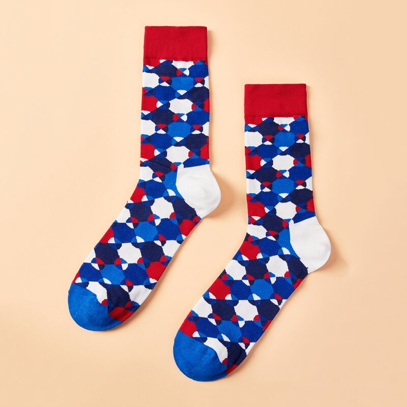 

Guys Geometric Pattern Crew Socks, Blue