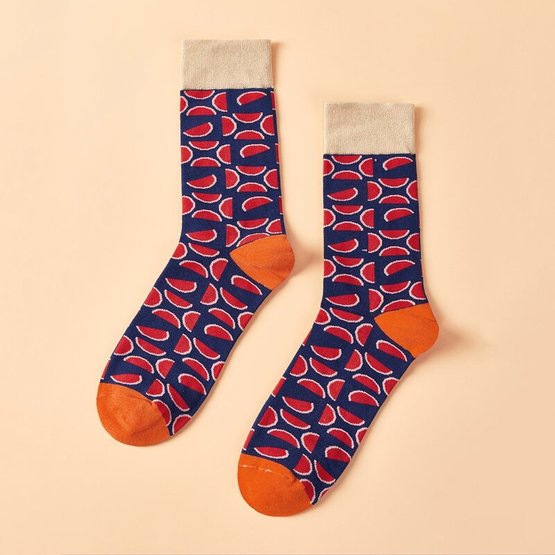 

Guys Geometric Pattern Crew Socks, Blue