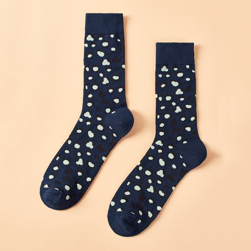 

Guys Leopard Crew Socks, Navy blue