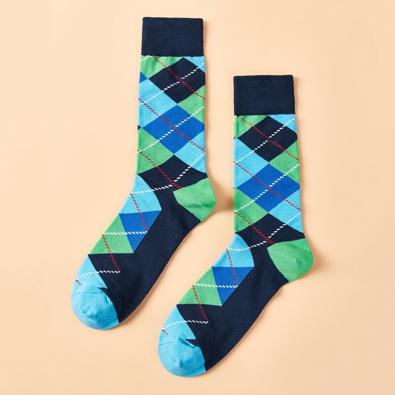 

Guys Geometric Pattern Crew Socks, Blue