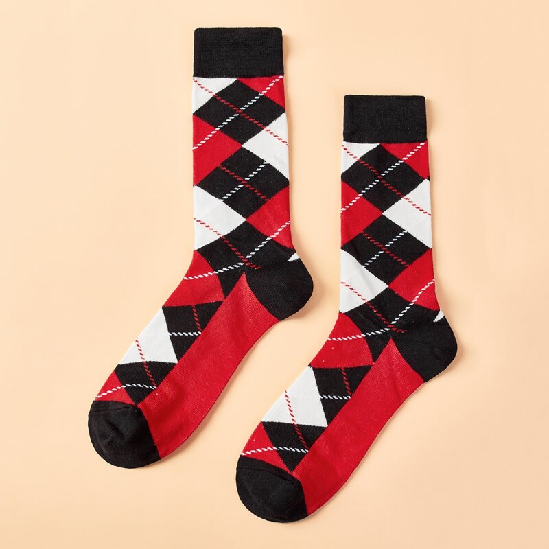 

Guys Geometric Pattern Crew Socks, Red