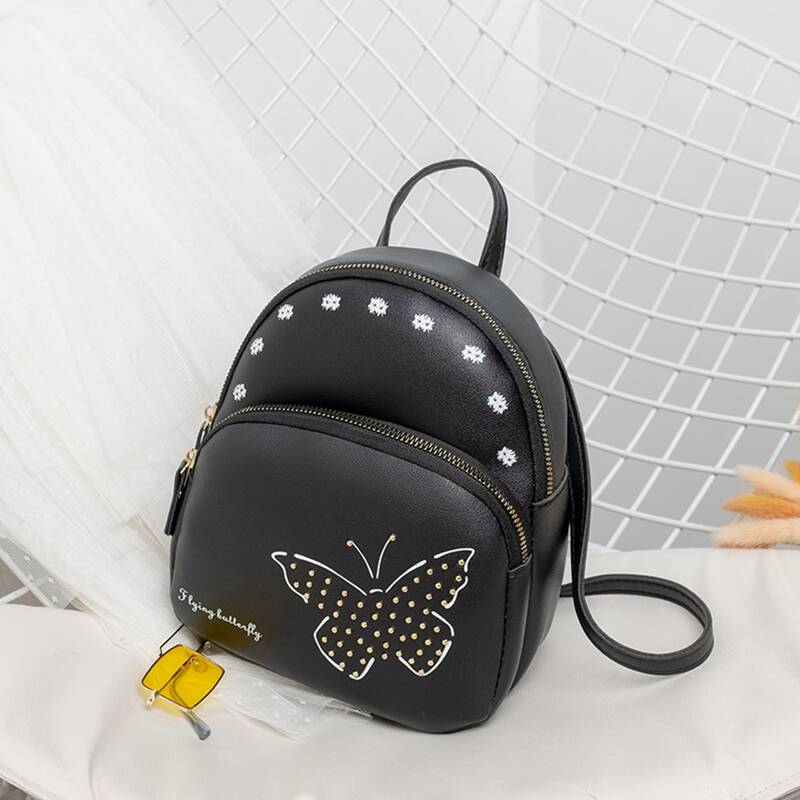 

Beaded Butterfly Backpack, Black
