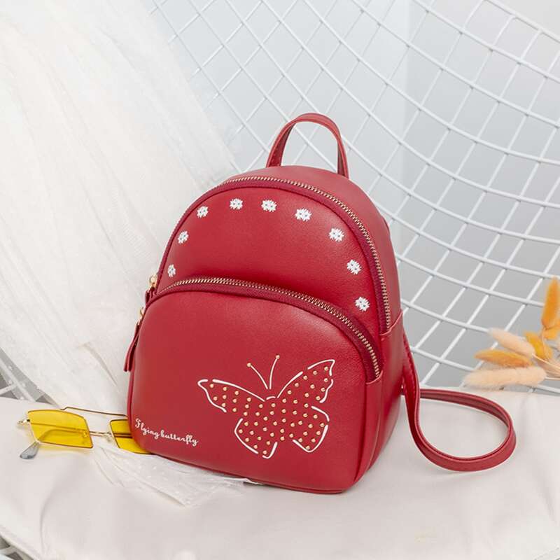 

Beaded Butterfly Backpack, Red