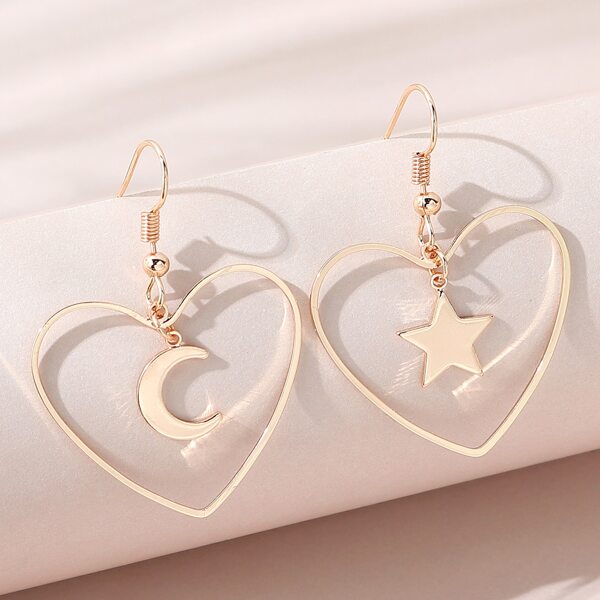 

Heart & Star Charm Drop Earrings, Gold