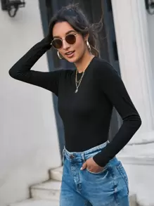 SHEIN EZwear Solid Form Fitted Tee