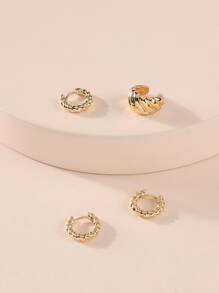 4入組簡約金屬質感耳環