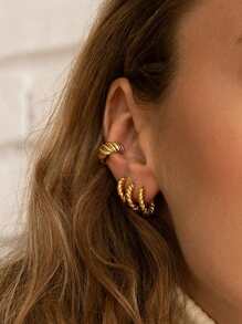 4入組簡約金屬質感耳環